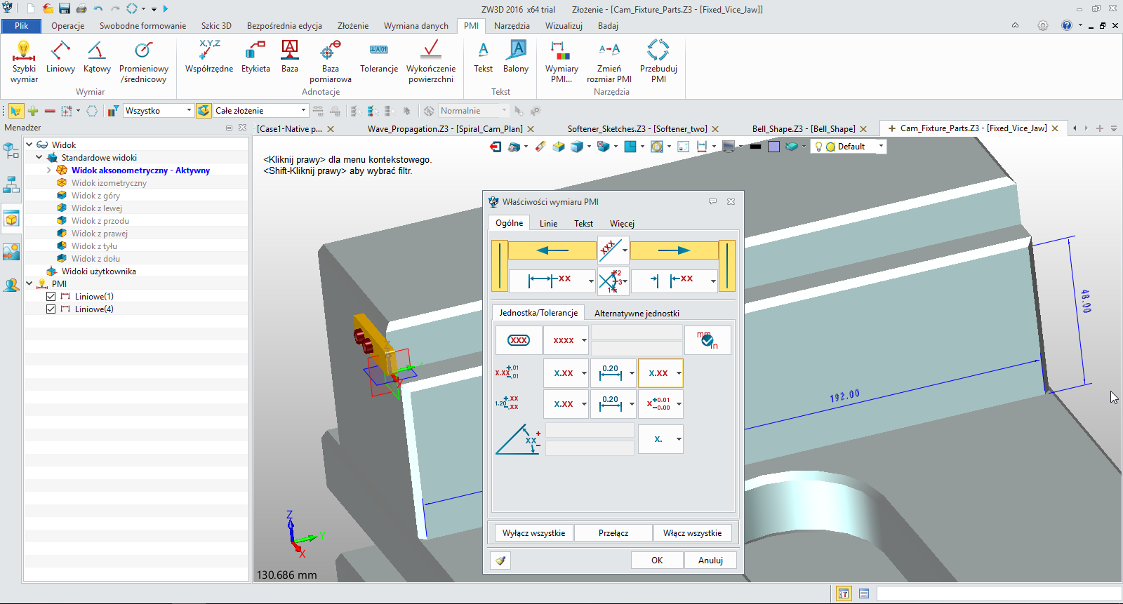 CAD_Waciwoci wymiaru PMI_ZW3D